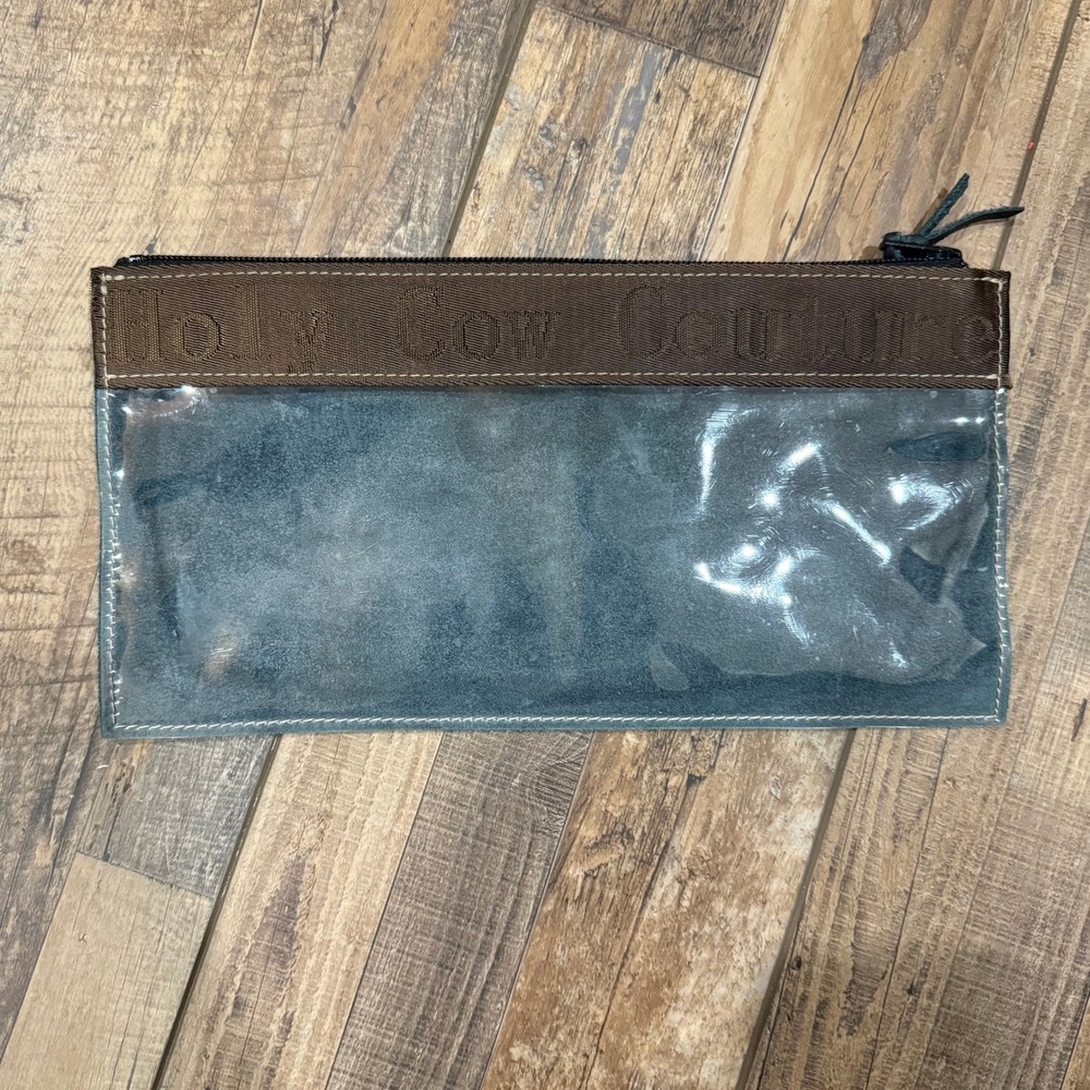 Holy Cow Couture Steer‎ Clear Pouch Western Makeup Bag Gray Black Zipper